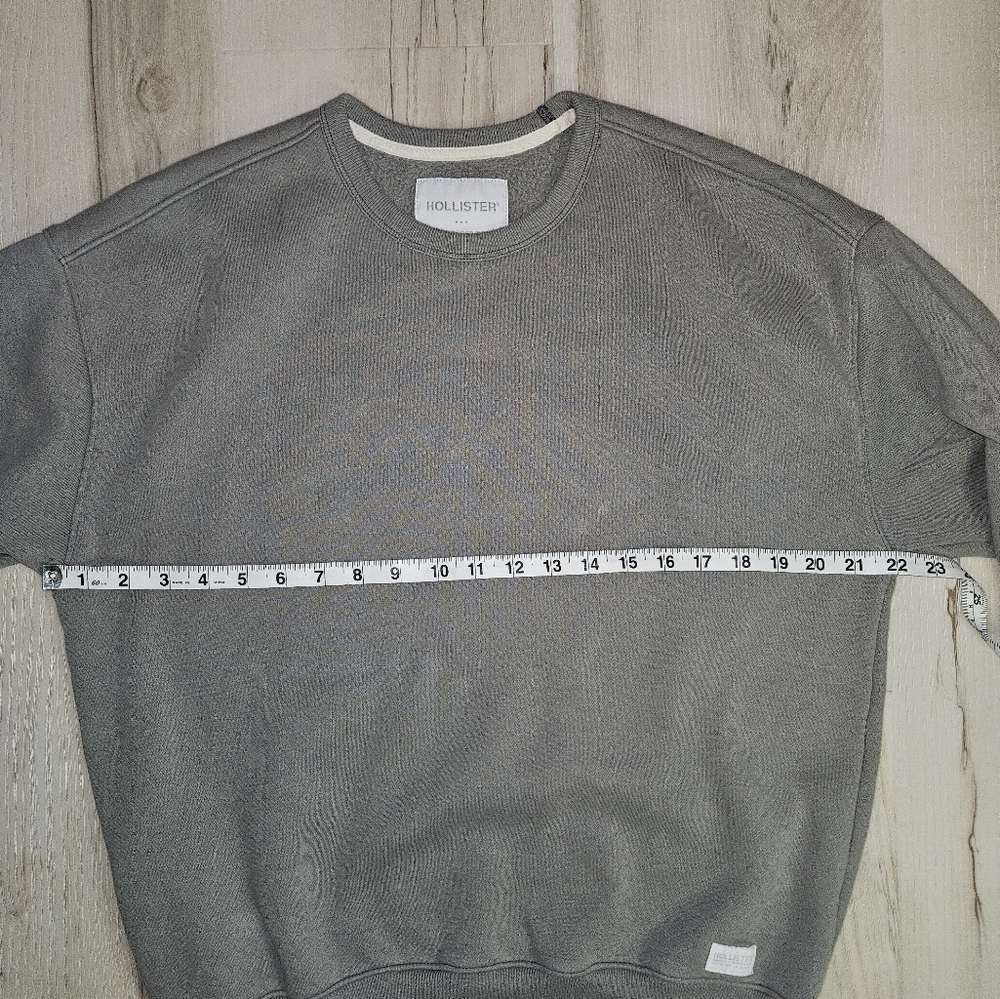Hollister Gray Oversized Crewneck Sweatshirt Small Relaxed Fit Fleece Streetwear - Picture 6 of 9